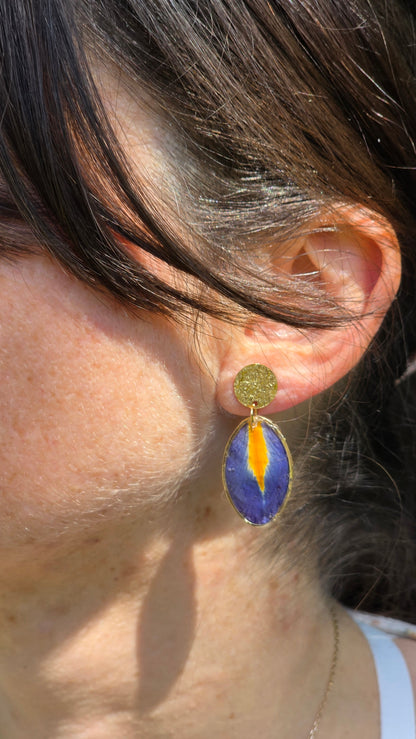 Boucle d'oreille oval Iris - Plaqué or 24K