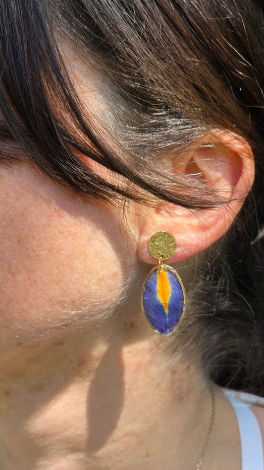 Boucle d'oreille oval Iris - Plaqué or 24K