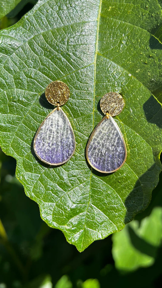 Boucles d'Oreilles Goutte "Iris Dégradé" – Laiton Doré à l'Or Fin 24K